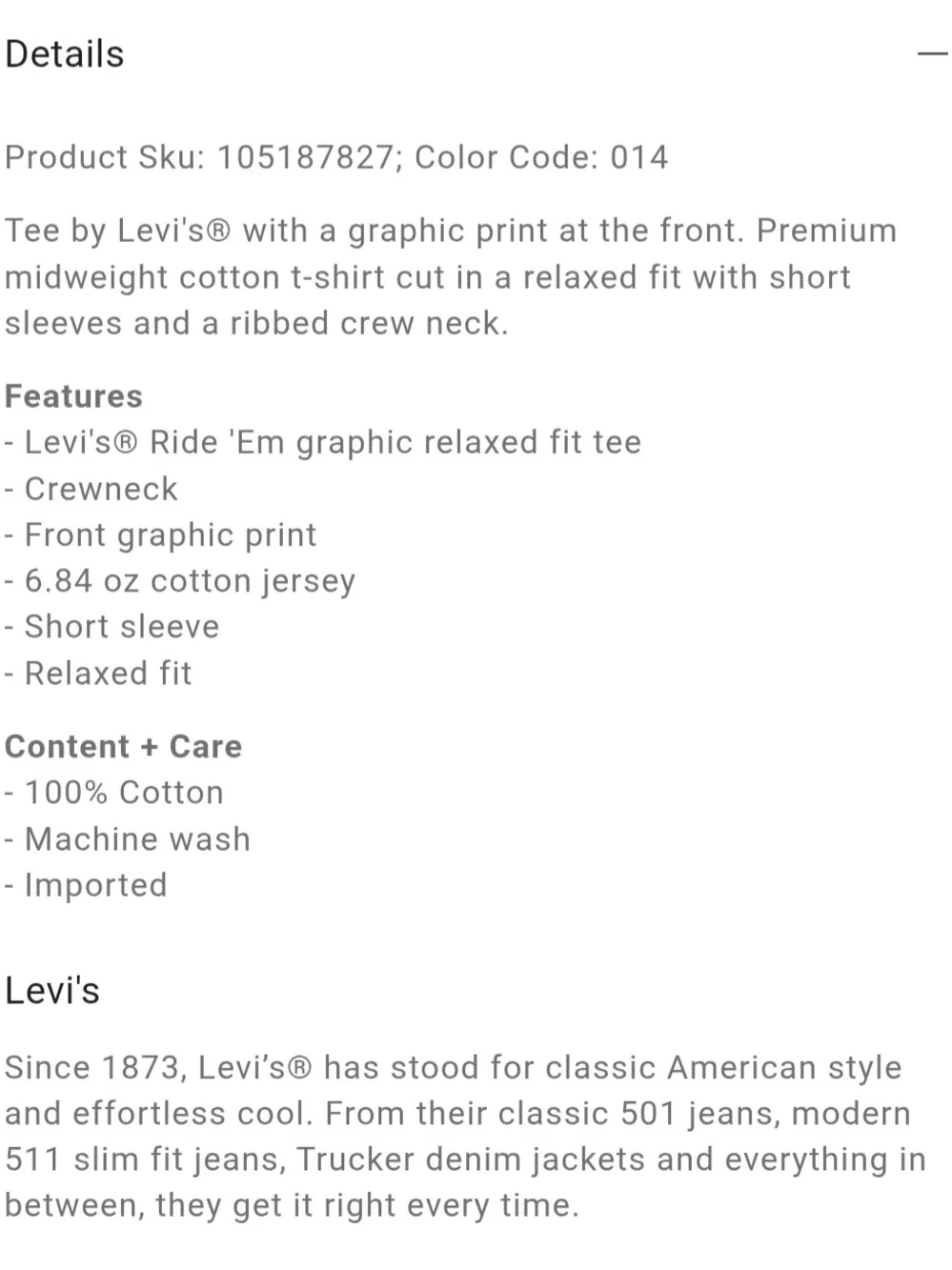 Levi's Cream Short-Sleeve Tee with Rodeo Horse Graphic